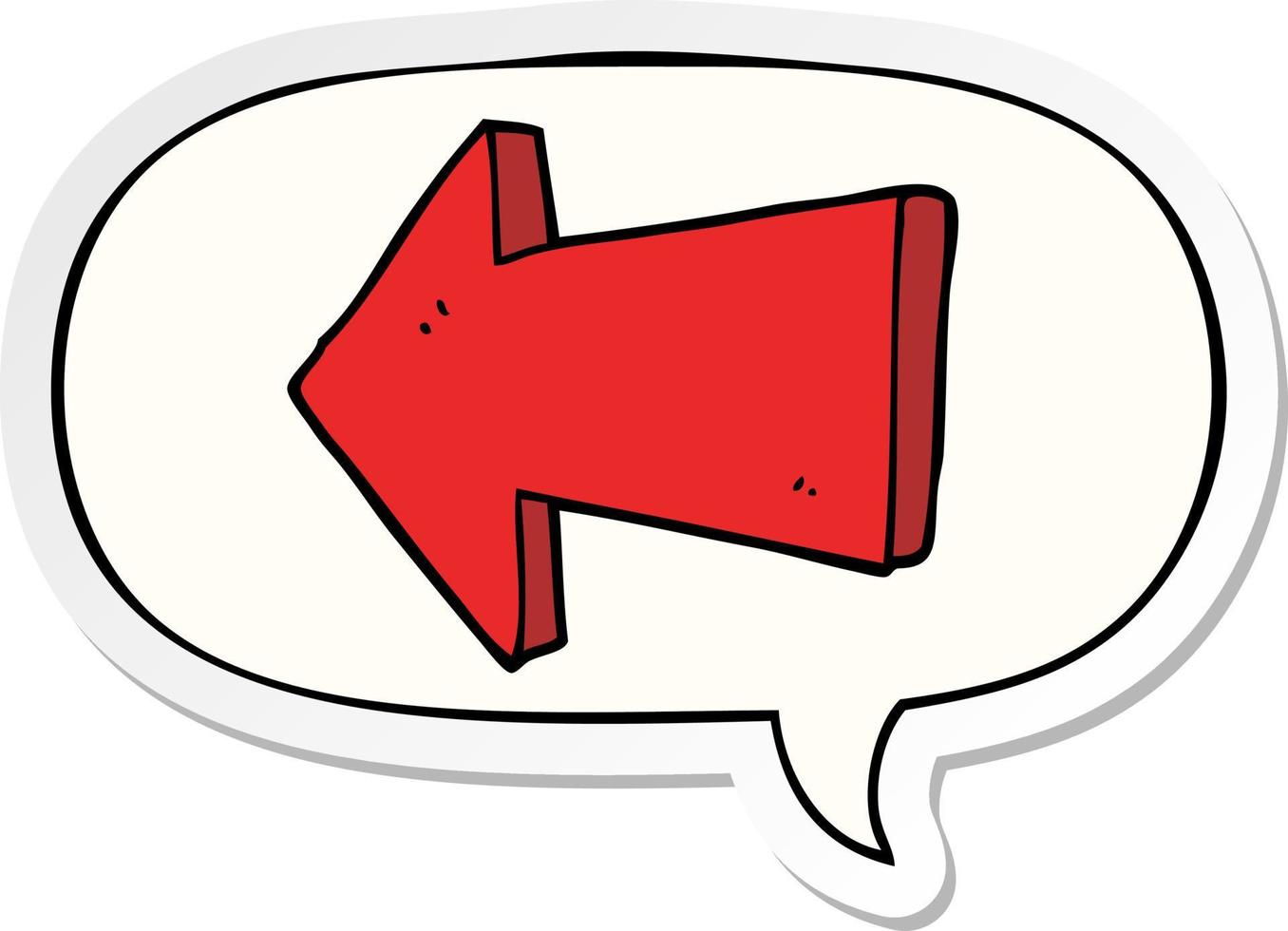 cartoon pointing arrow and speech bubble sticker vector