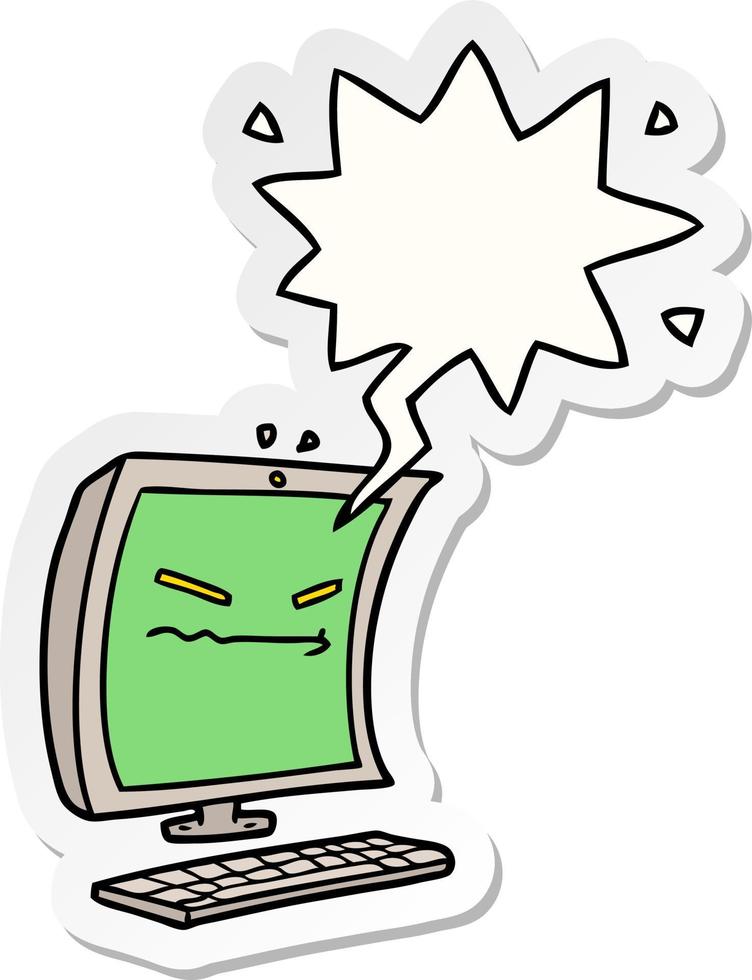 cyber bullying cartoon and speech bubble sticker vector