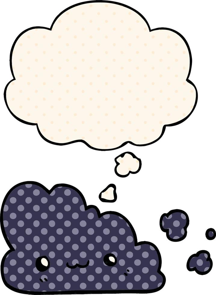 cute cartoon cloud and thought bubble in comic book style vector