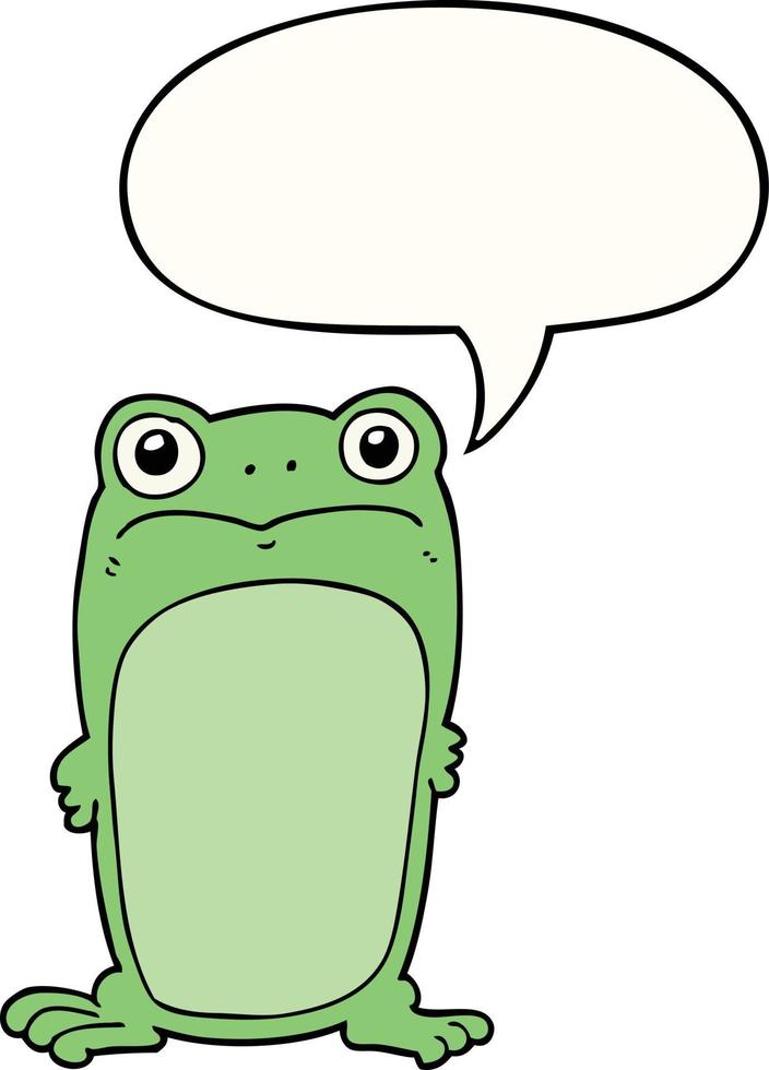 cartoon staring frog and speech bubble vector