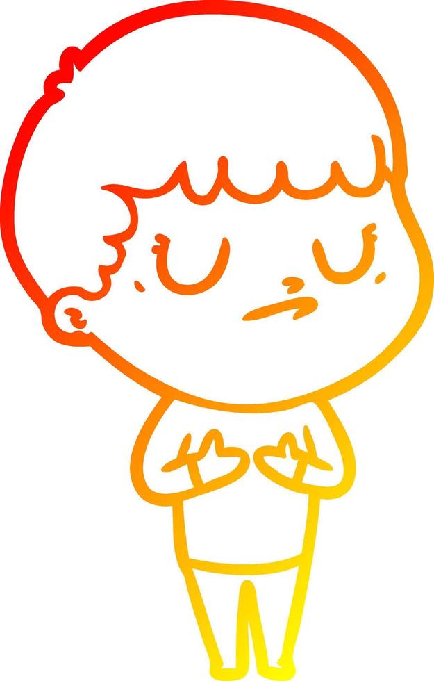 warm gradient line drawing cartoon grumpy boy vector