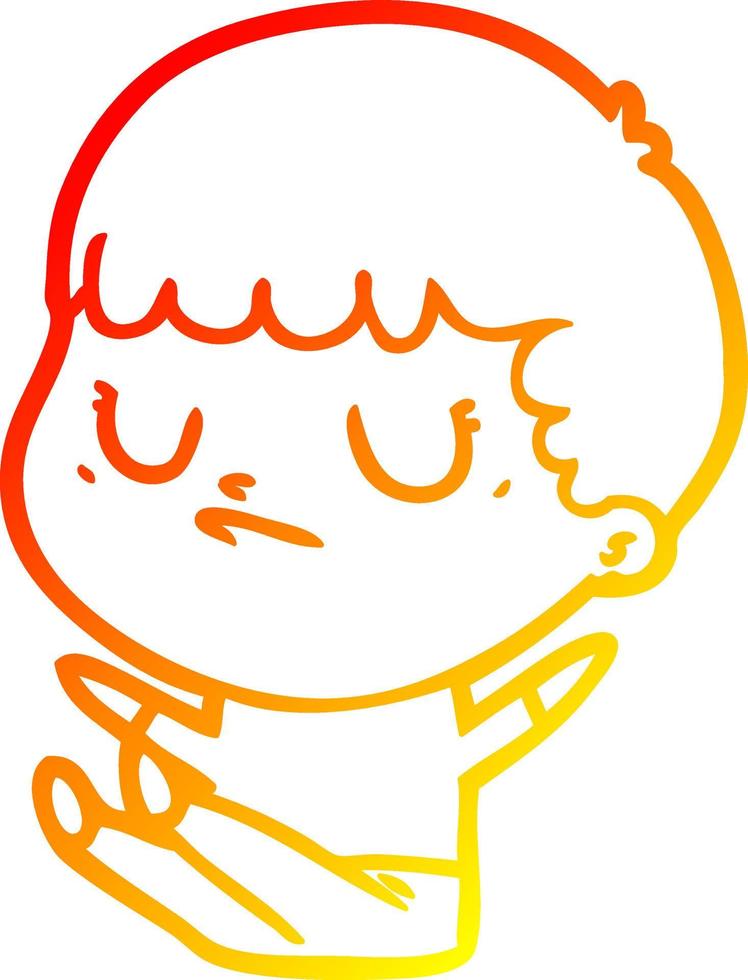 warm gradient line drawing cartoon grumpy boy vector