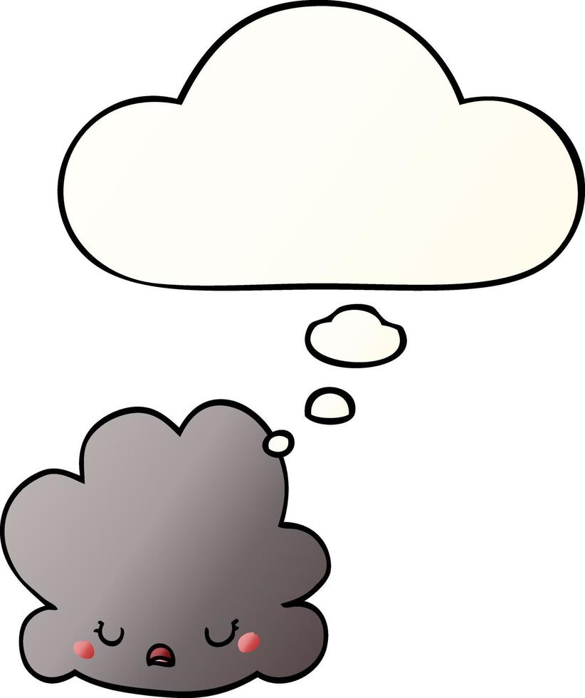 nube de dibujos animados y burbuja de pensamiento en estilo degradado suave vector