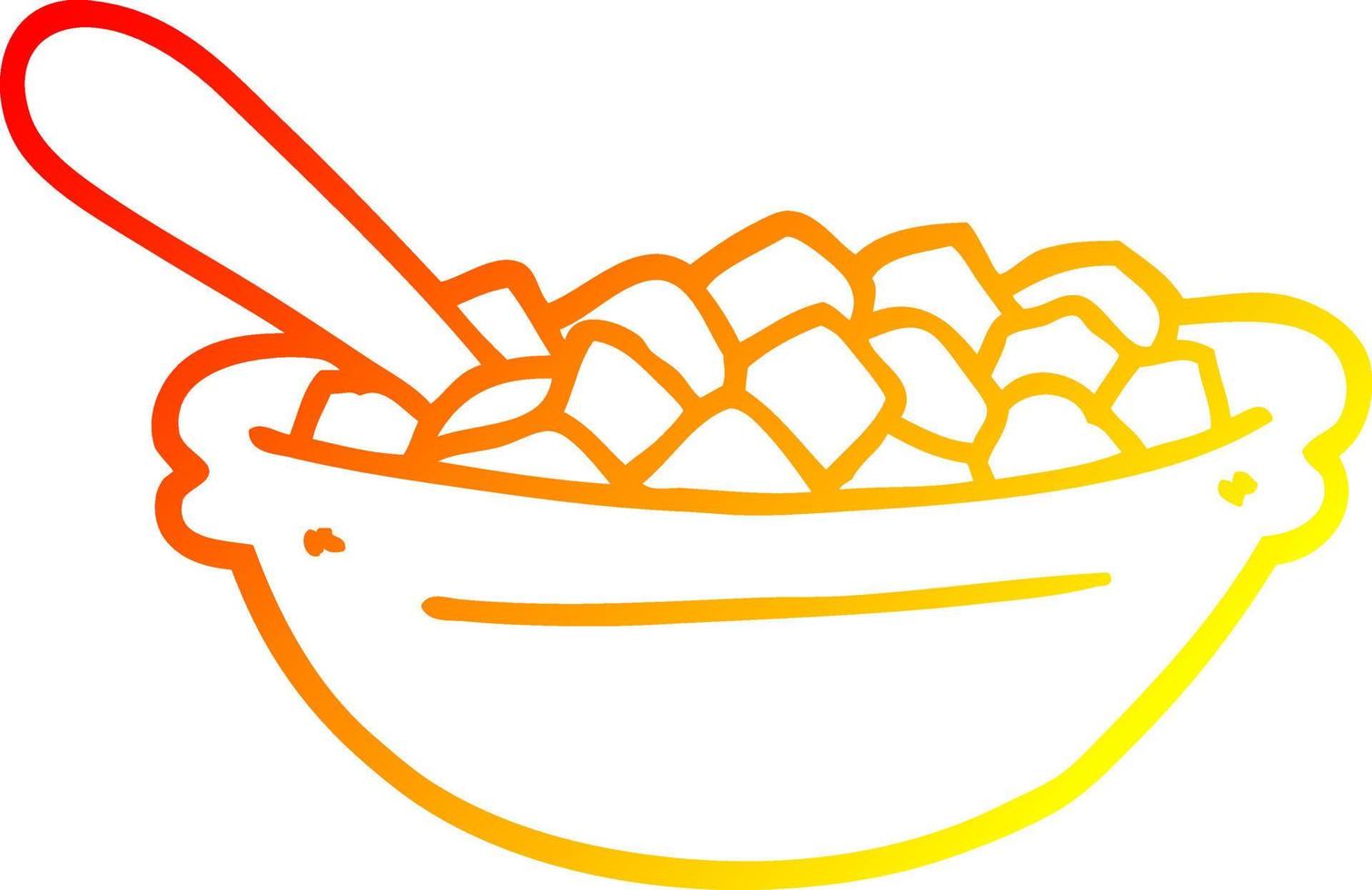 warm gradient line drawing cartoon cereal bowl vector