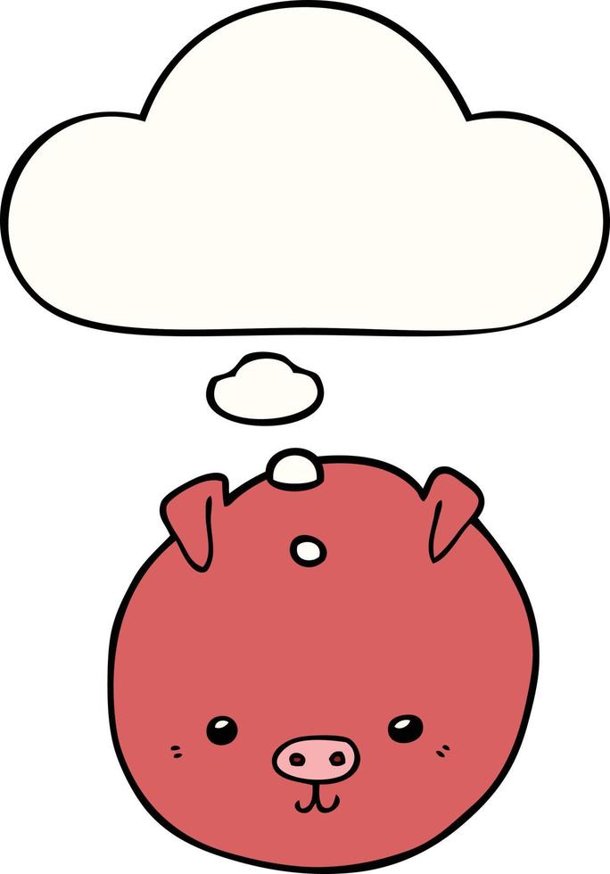 cartoon pig and thought bubble vector