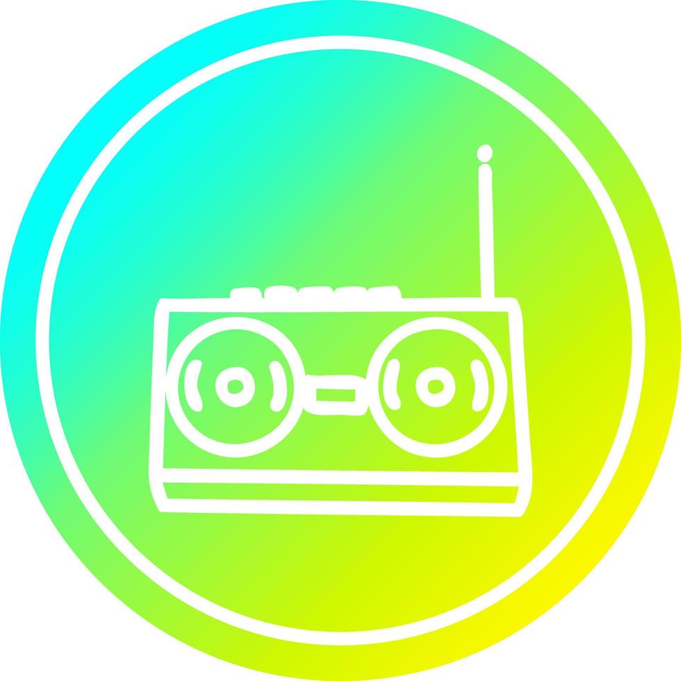 radio cassette player circular in cold gradient spectrum vector