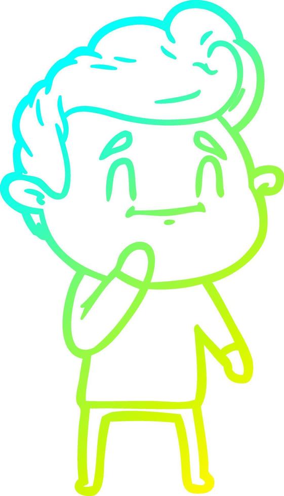 cold gradient line drawing happy cartoon man vector