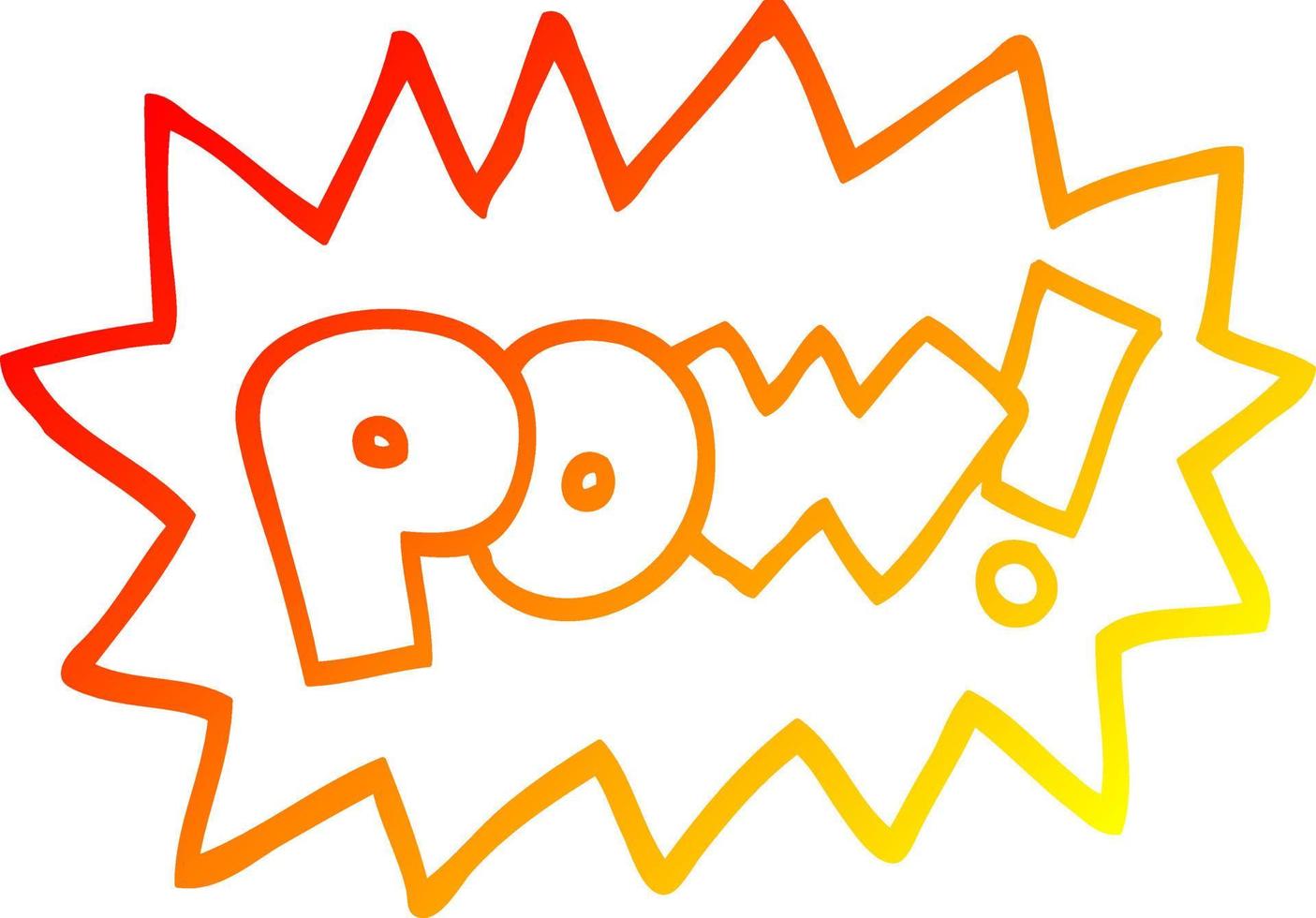 warm gradient line drawing cartoon pow symbol vector