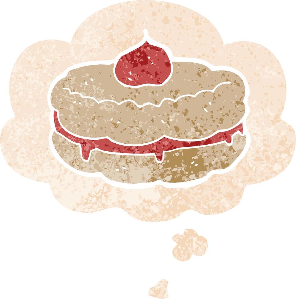 cartoon biscuit and thought bubble in retro textured style vector