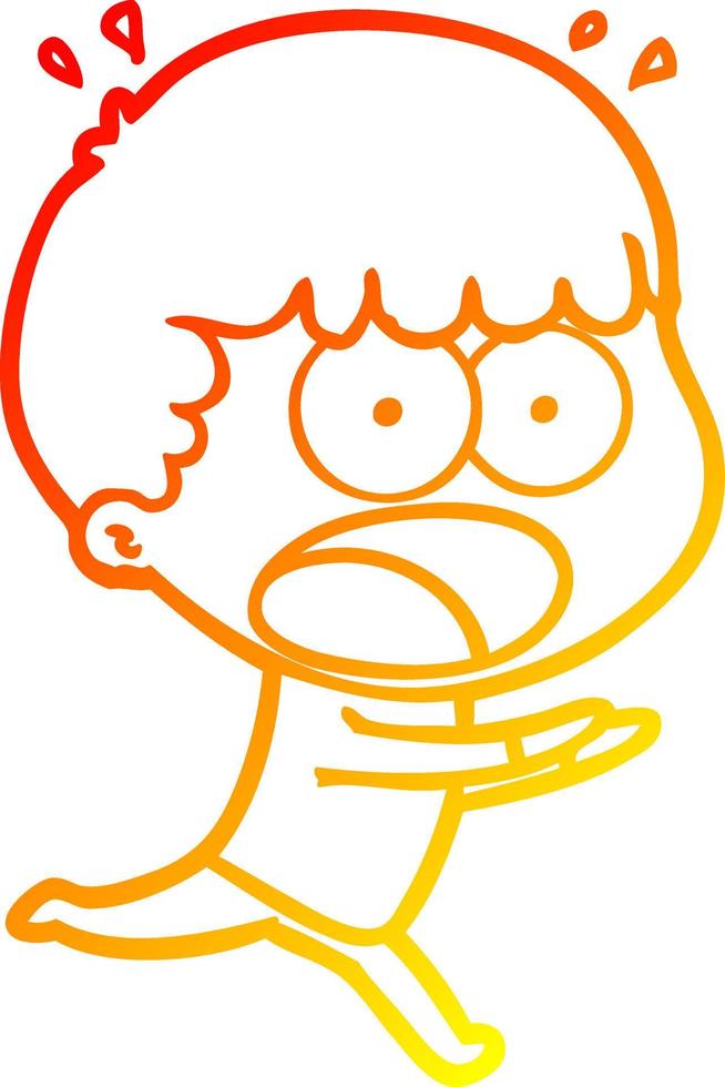 warm gradient line drawing cartoon shocked man vector