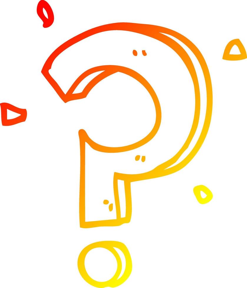 warm gradient line drawing cartoon question mark vector