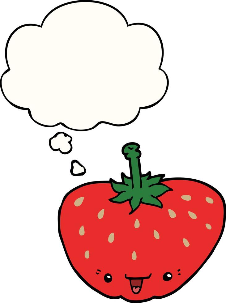 cartoon strawberry and thought bubble vector