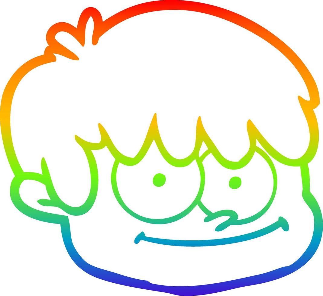 rainbow gradient line drawing cartoon male face vector