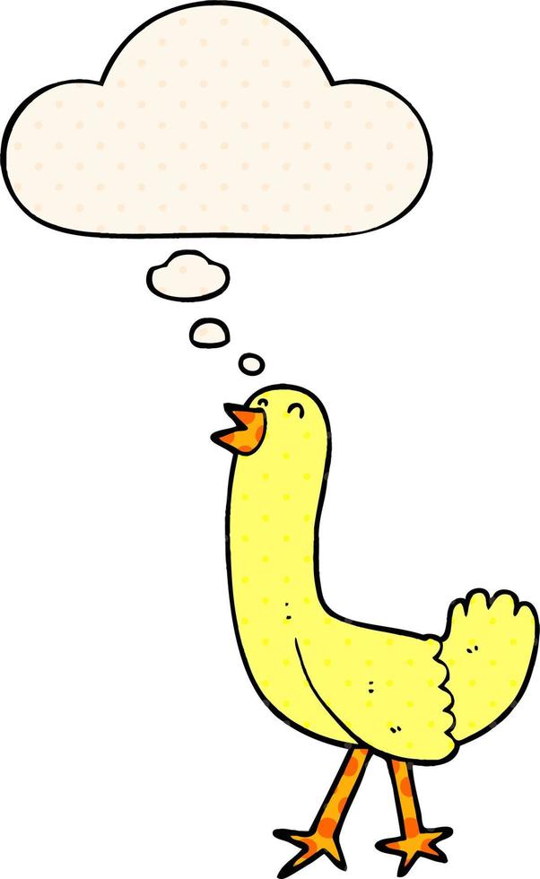 pájaro de dibujos animados y burbuja de pensamiento al estilo de un libro de historietas vector