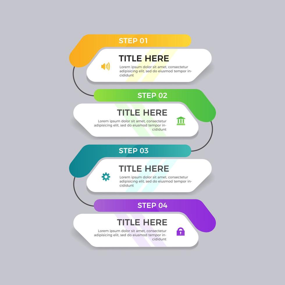 diseño de etiquetas infográficas con iconos y 4 opciones o pasos, se puede utilizar para diagramas de proceso, diagramas de flujo, presentaciones, pancartas, gráficos de información vector