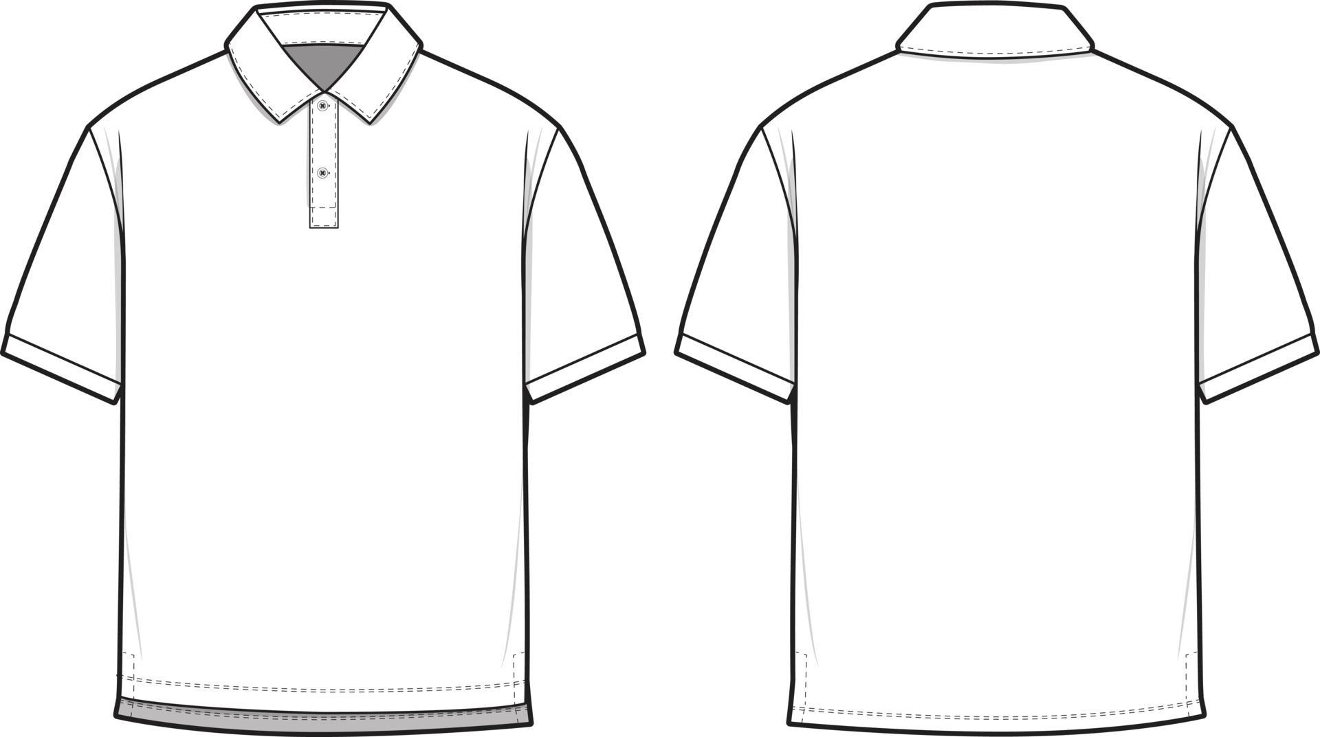 Polo Shirt Short Sleeve Collared Flat Technical Drawing Illustration 