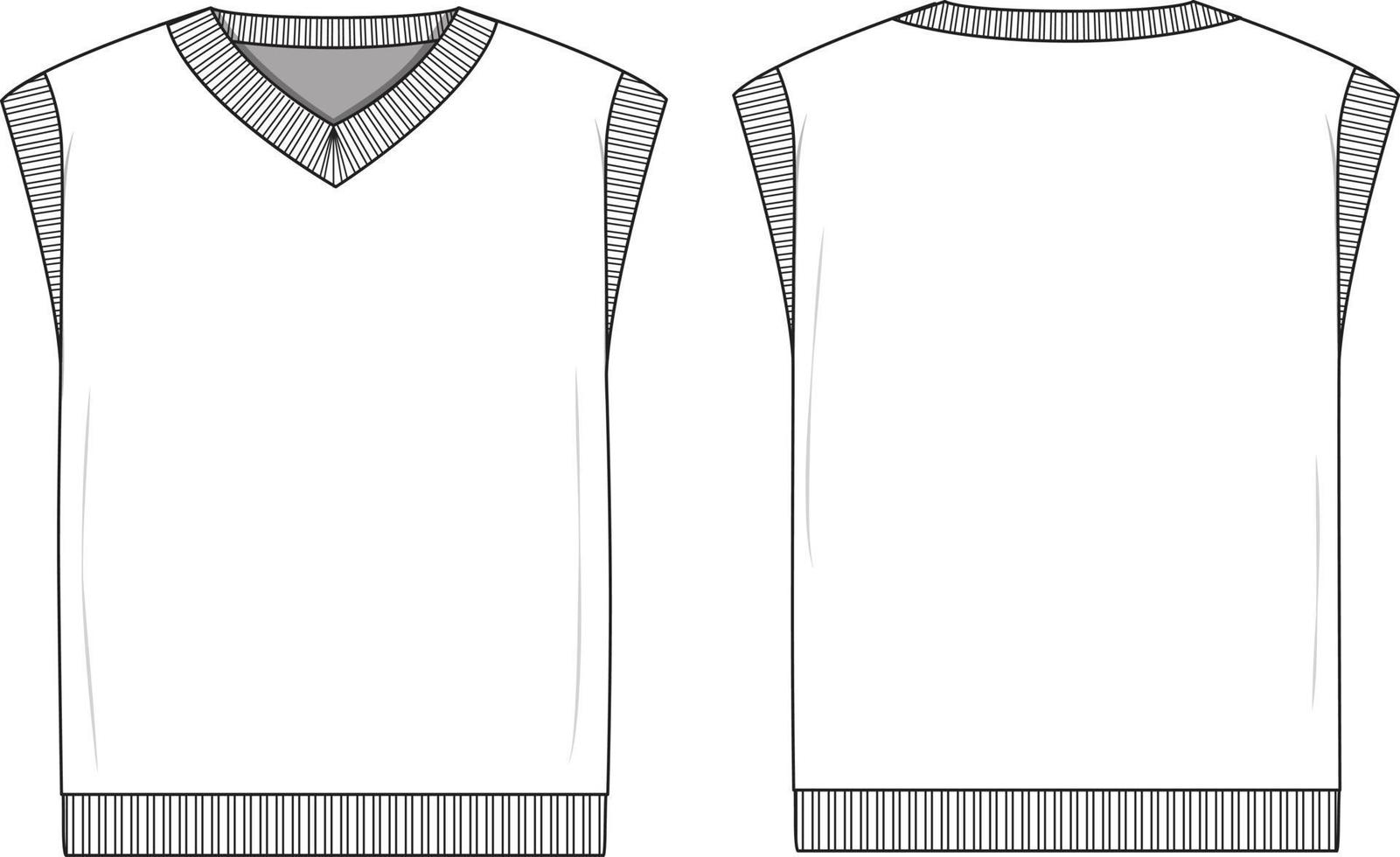 chaleco de suéter de gran tamaño plantilla de maqueta de ilustración de dibujo técnico de vector plano para paquetes de diseño y tecnología moda cad streetwear
