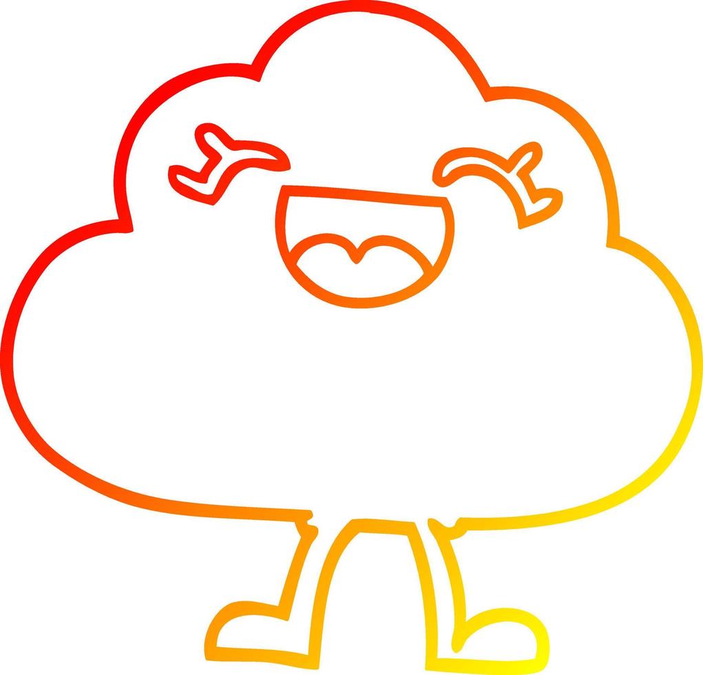 warm gradient line drawing cartoon happy grey cloud vector