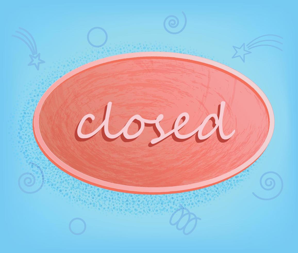 Closed sign on the tablet. Closed text for websites vector