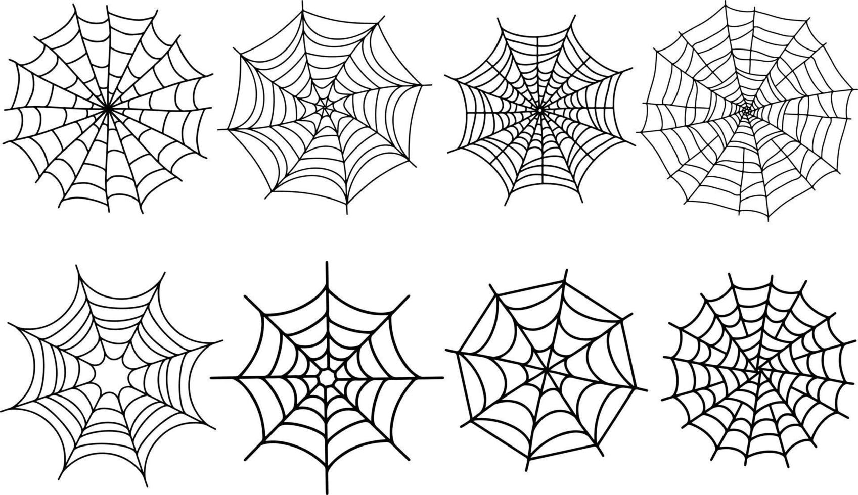 conjunto vectorial de telaraña y decoración de telaraña de halloween. vector