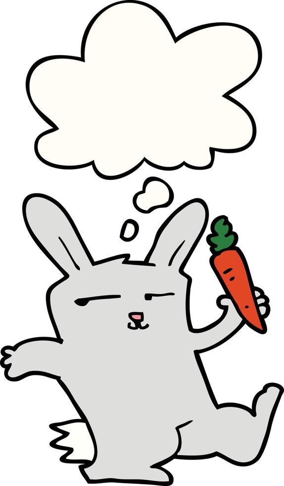 cartoon rabbit with carrot and thought bubble vector