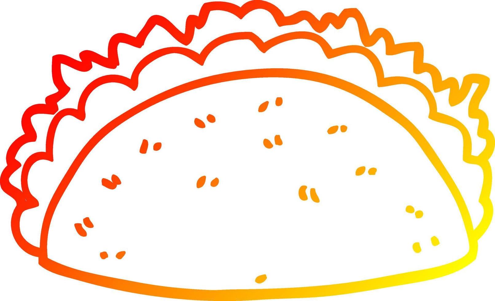 taco de dibujos animados de dibujo de línea de gradiente cálido vector