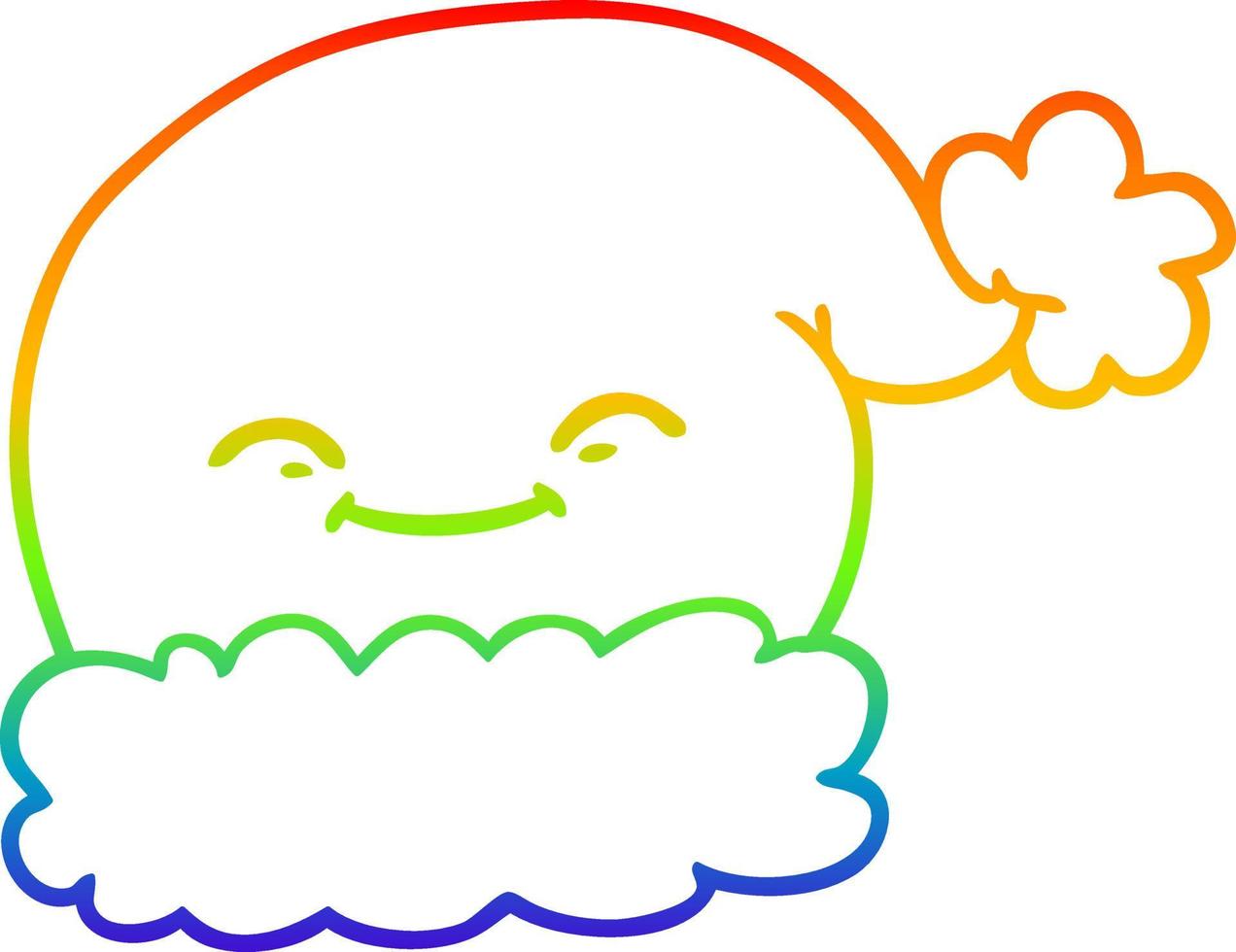 rainbow gradient line drawing cartoon christmas santa hat vector