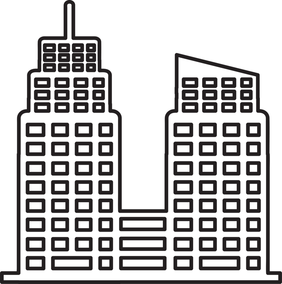 design de símbolo de sinal de ícone de prédio de escritórios png