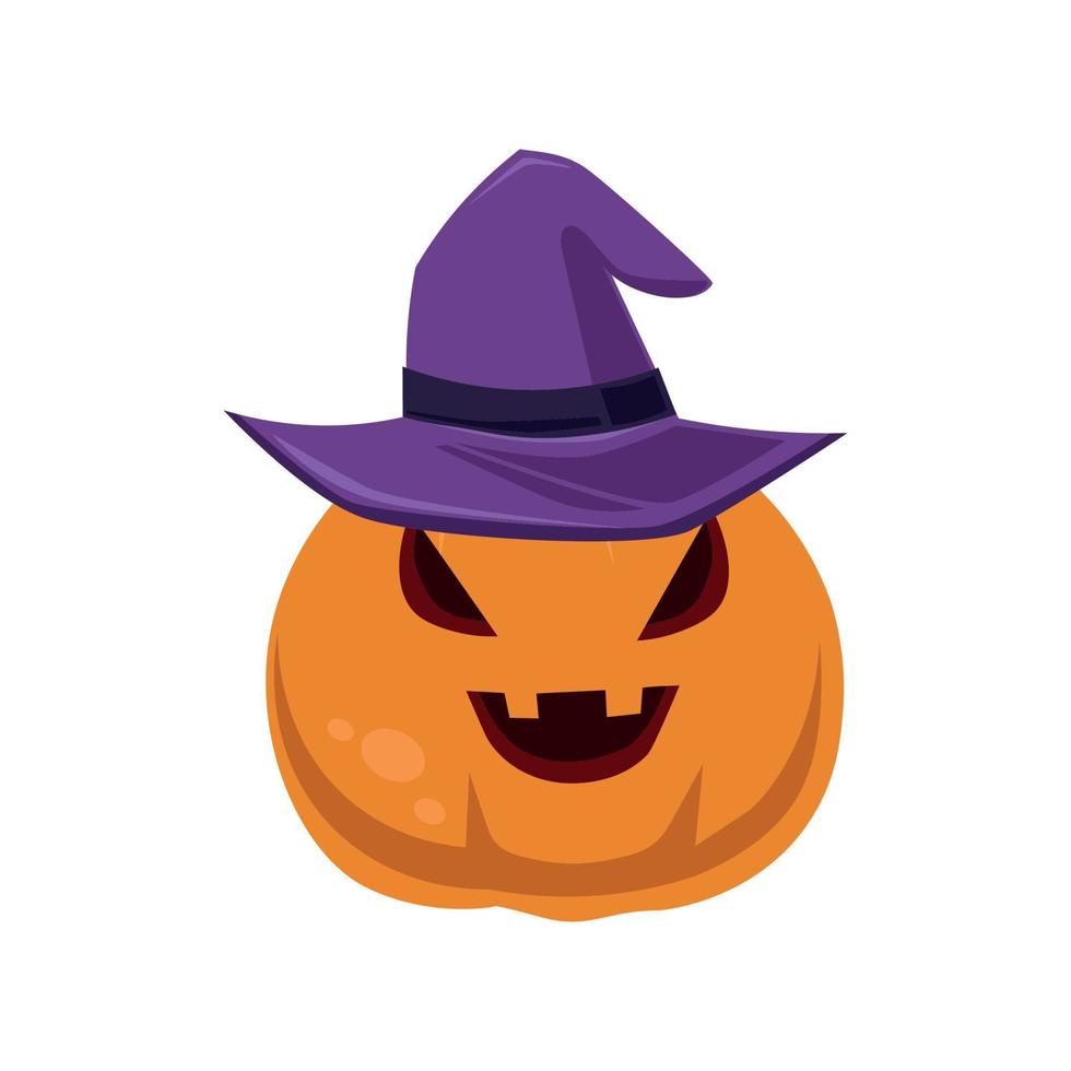calabaza de halloween festiva en un sombrero aislado sobre fondo blanco - vector