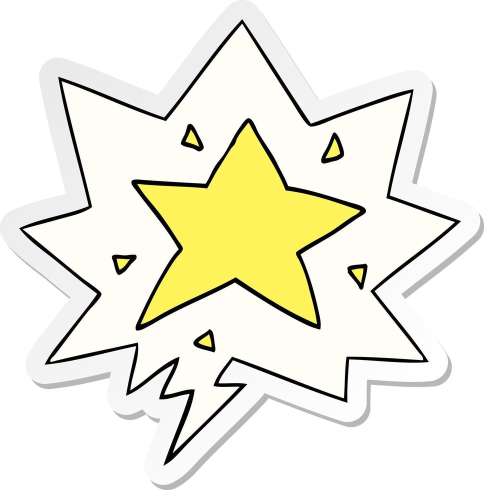cartoon star and speech bubble sticker vector