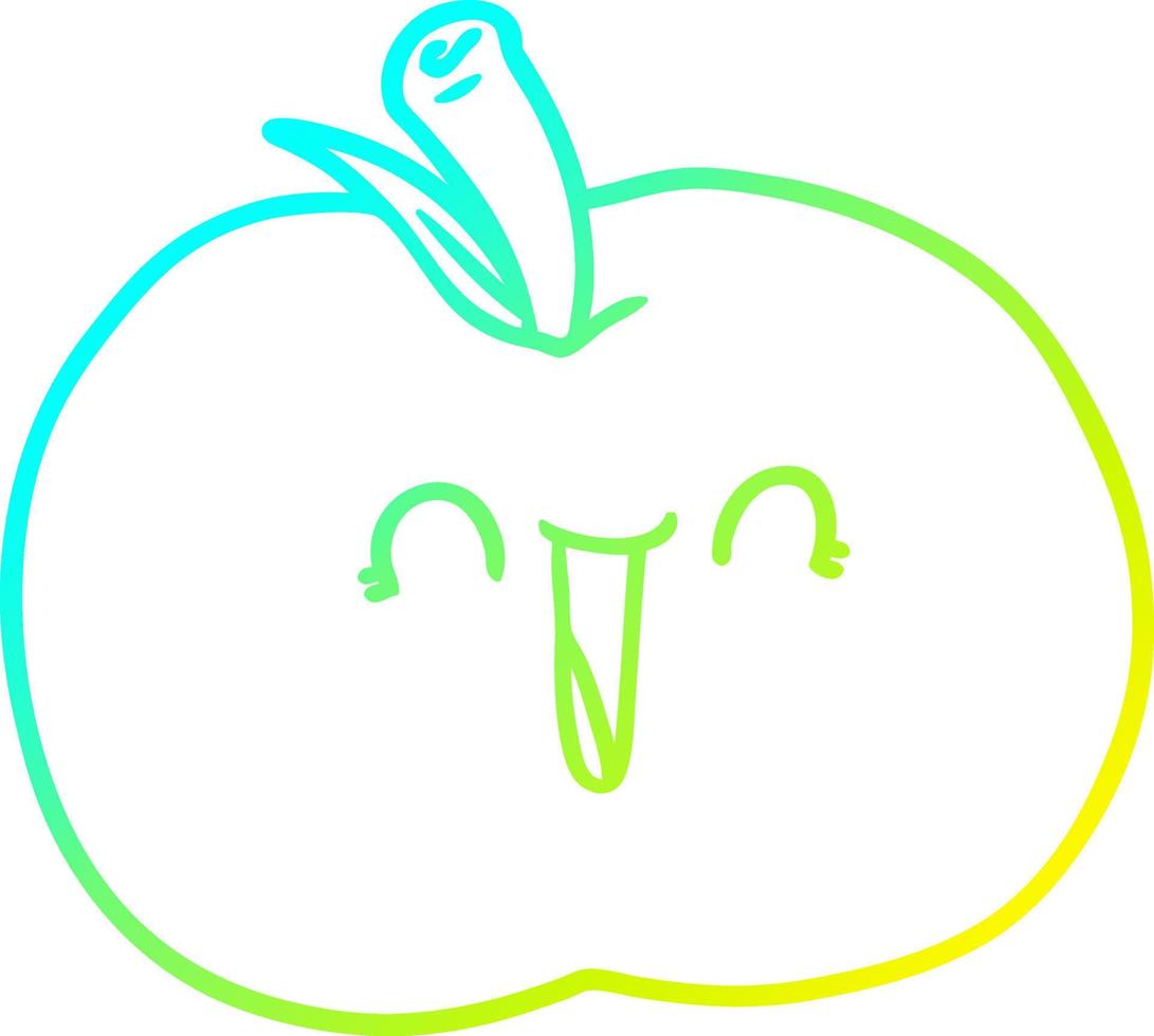 línea de gradiente frío dibujo dibujos animados manzana riendo vector