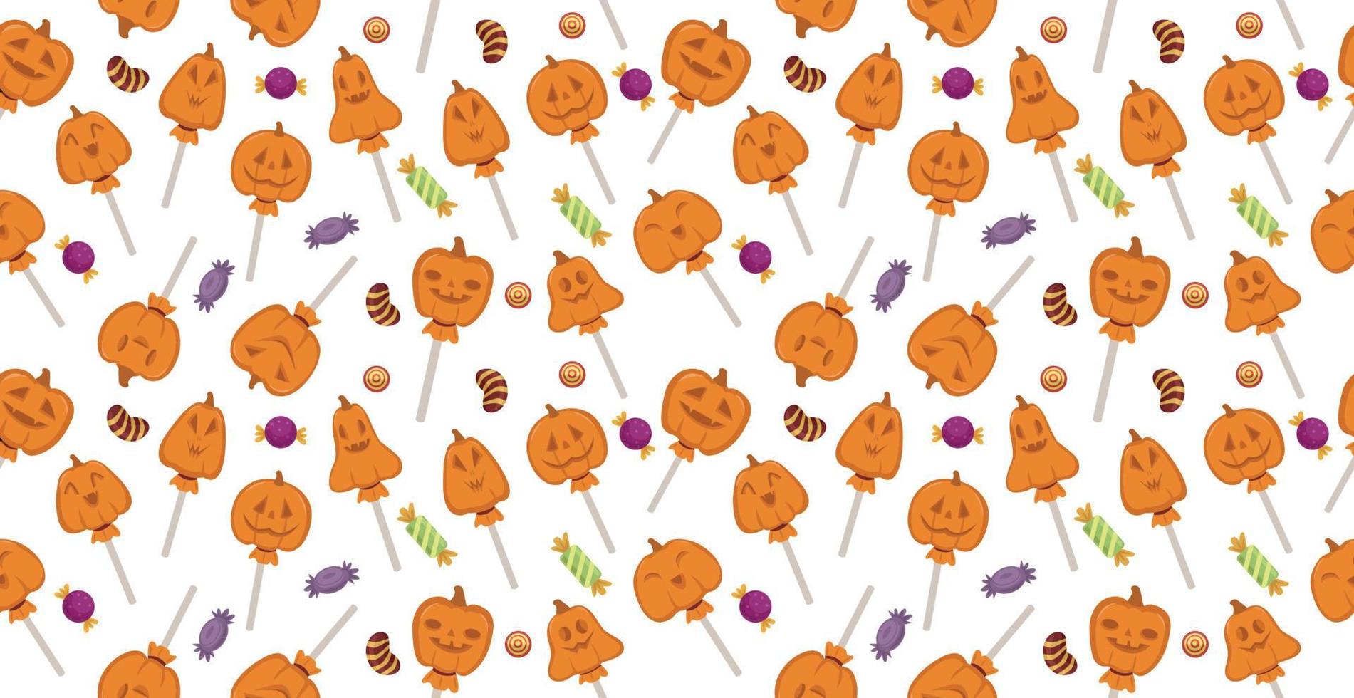 Sweets in the form of a festive pumpkin Halloween pattern - Vector