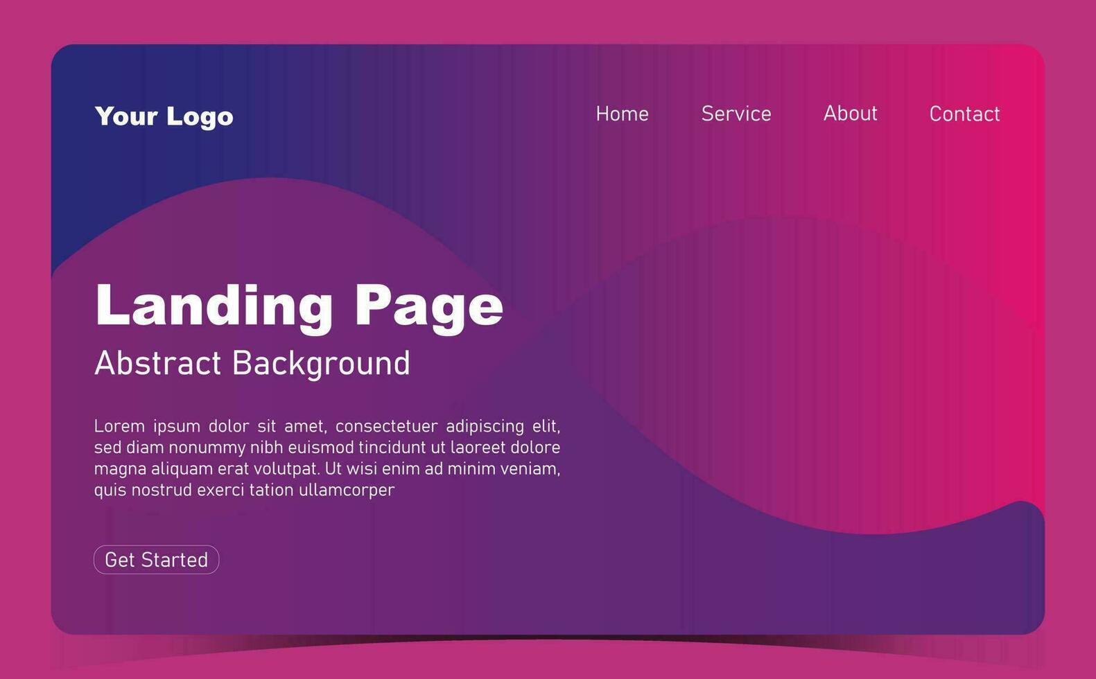 Website landing page template with abstract background vector