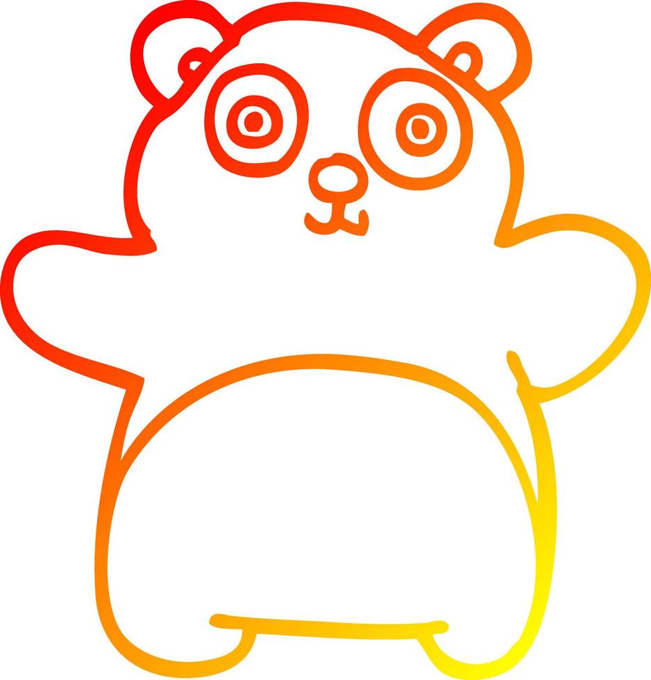 warm gradient line drawing cartoon happy panda vector