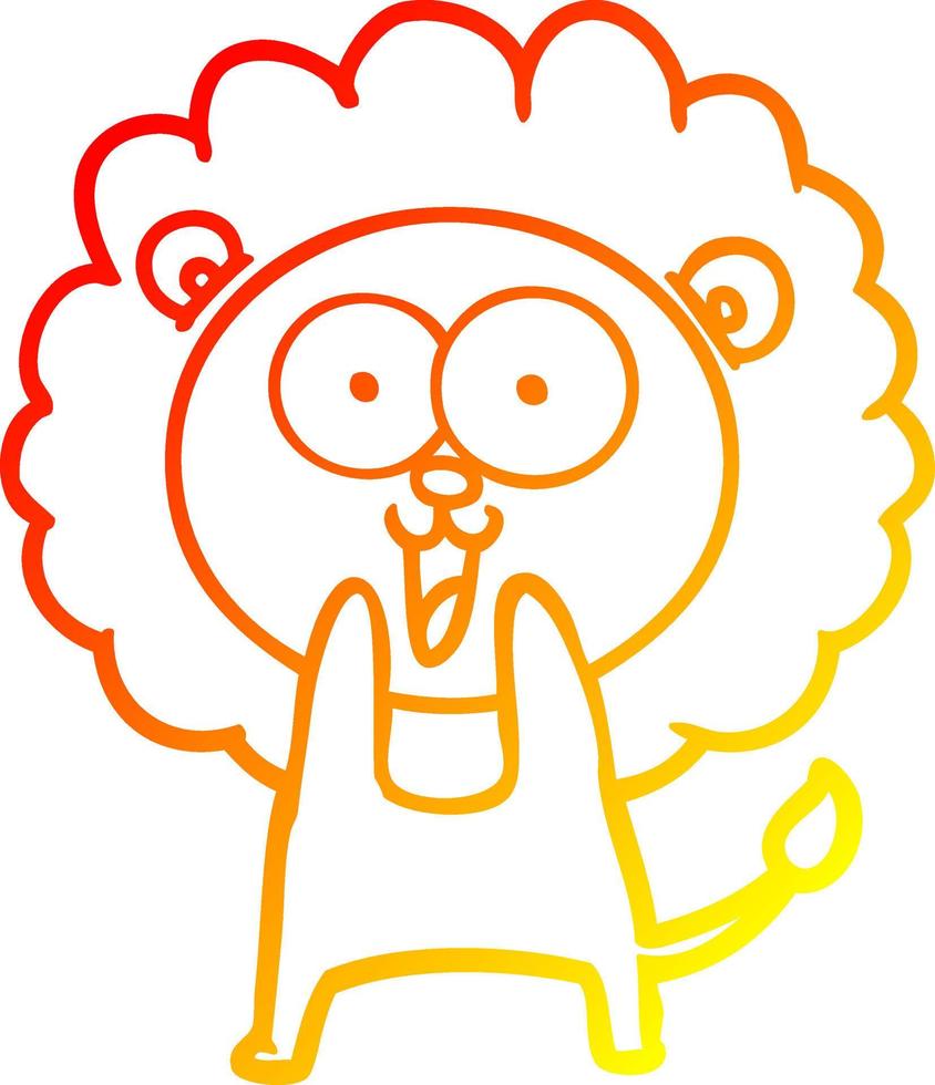 warm gradient line drawing happy cartoon lion vector