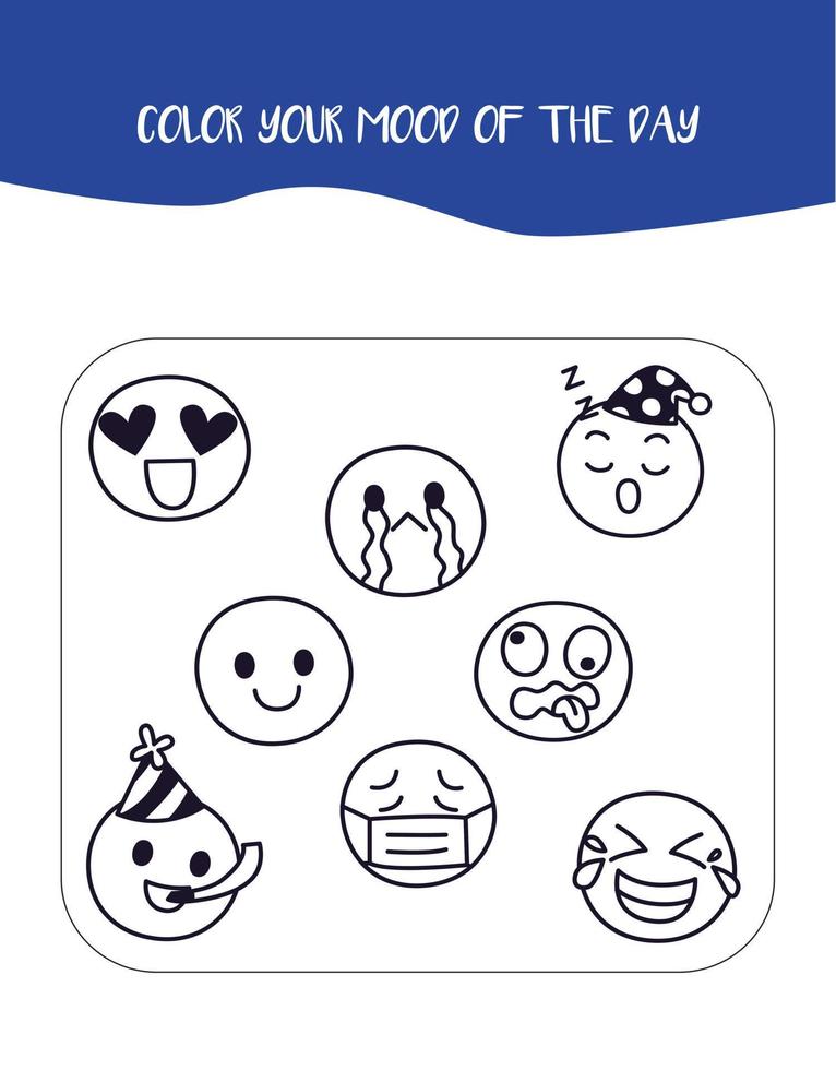 Mood of the day coloring page vector