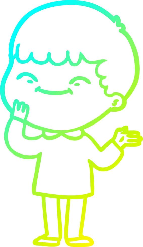 cold gradient line drawing cartoon happy boy vector