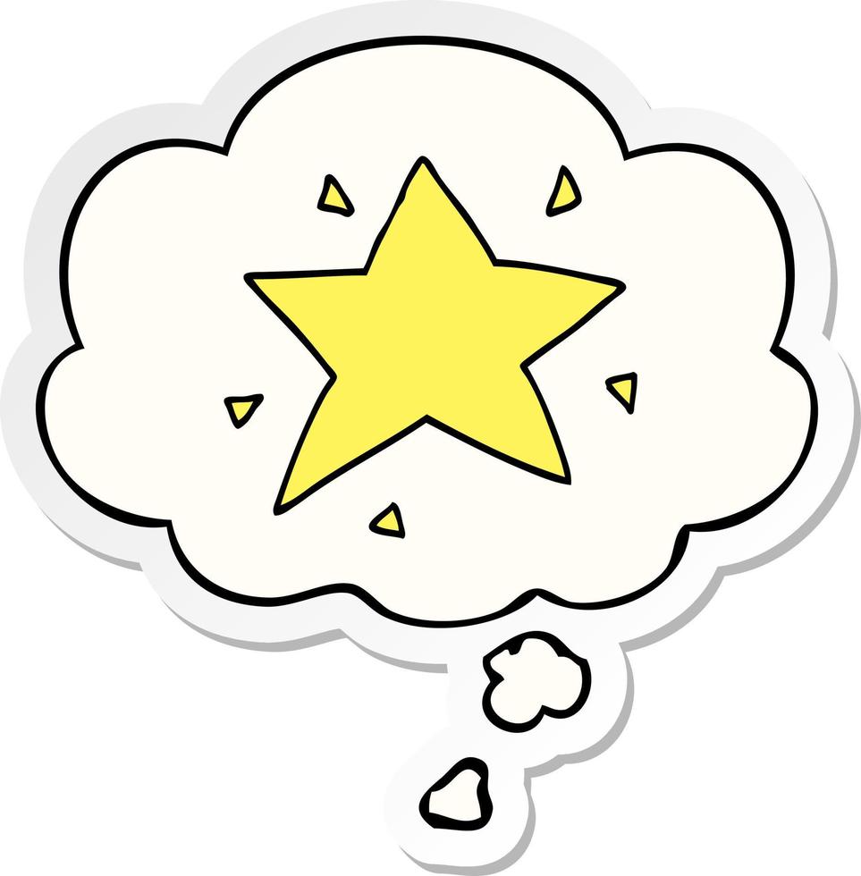 cartoon star and thought bubble as a printed sticker vector