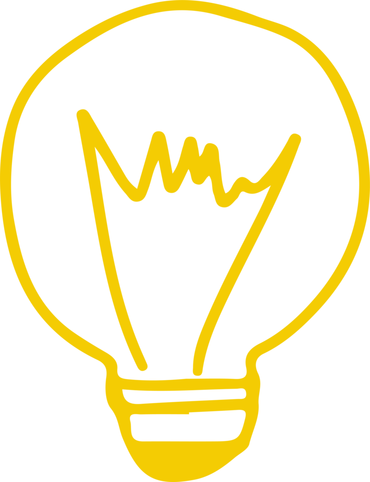 Hand drawn light bulb icon sign symbol design png
