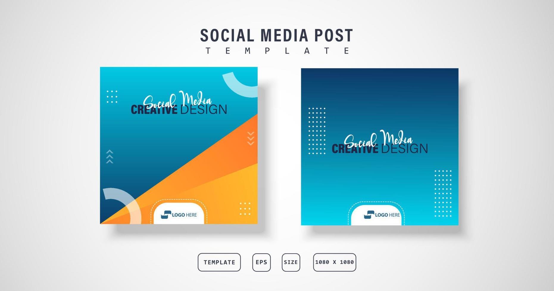 social media post blue gradation and yellow vector