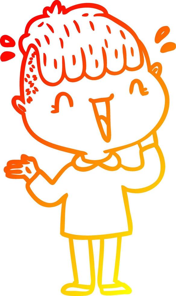 warm gradient line drawing cartoon happy boy surprised vector