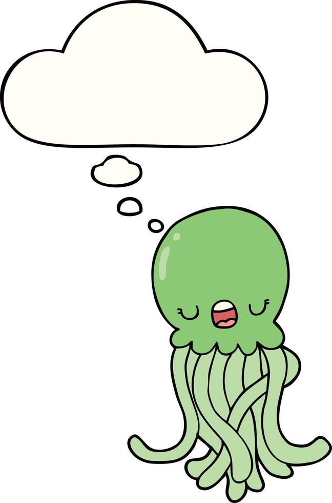 cartoon jellyfish and thought bubble vector