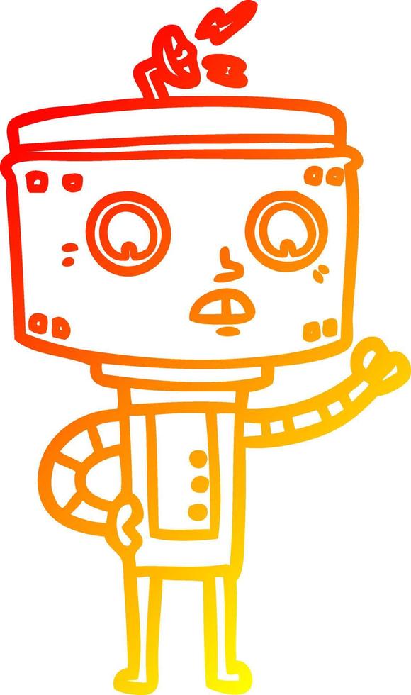 warm gradient line drawing cartoon robot vector