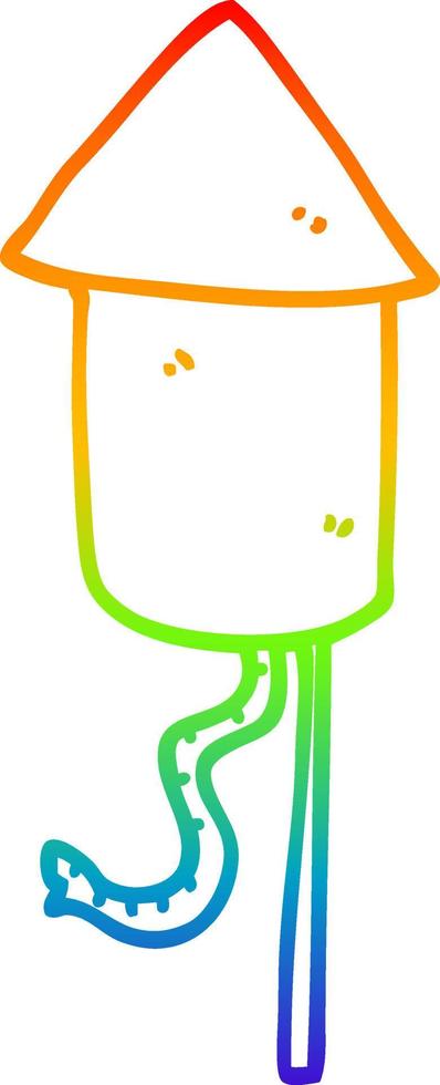 rainbow gradient line drawing cartoon rocket vector