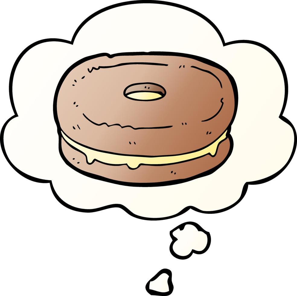 cartoon biscuit and thought bubble in smooth gradient style vector
