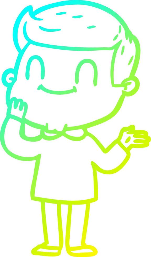 cold gradient line drawing cartoon friendly man vector