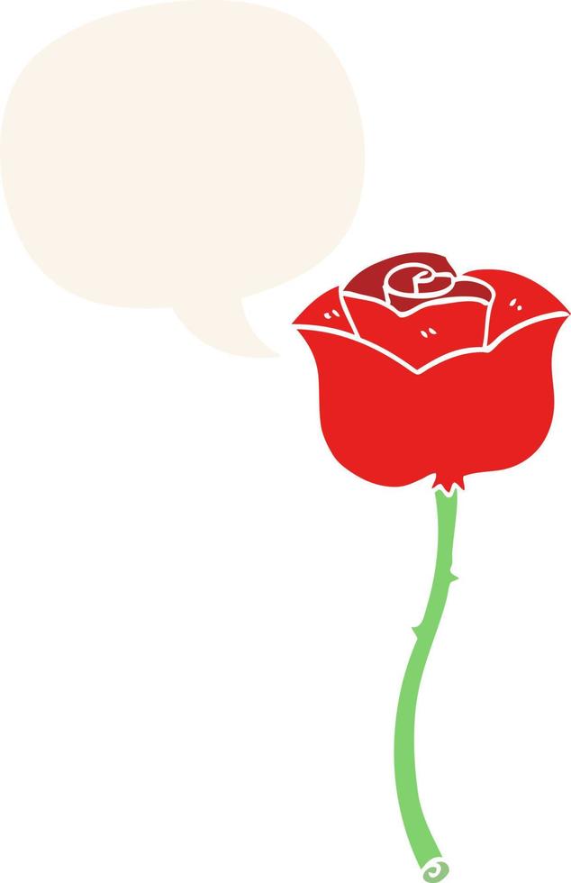 cartoon rose and speech bubble in retro style vector