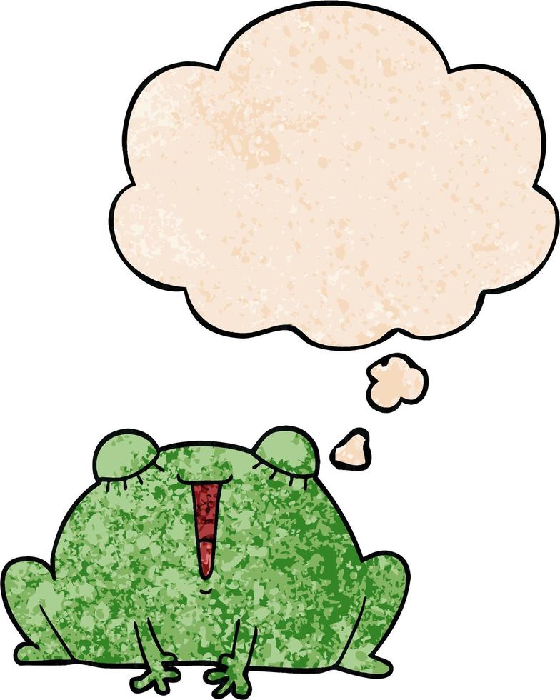 cute cartoon frog and thought bubble in grunge texture pattern style vector