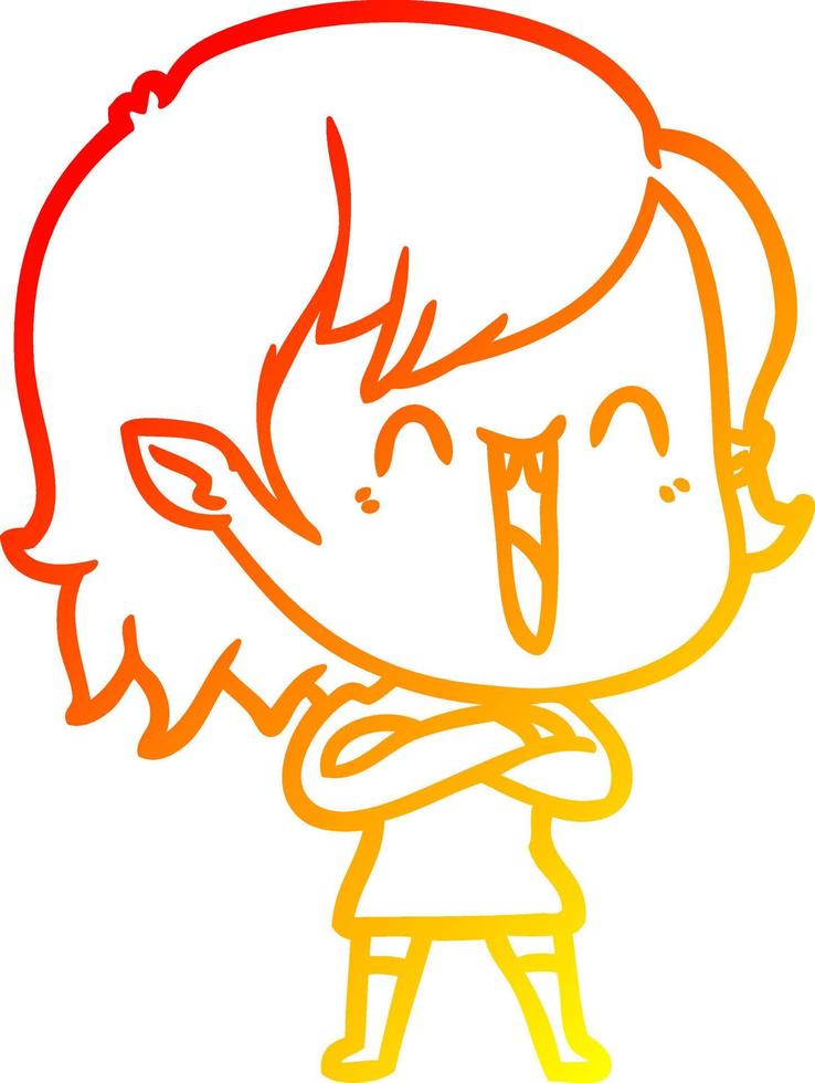 warm gradient line drawing cute cartoon happy vampire girl vector