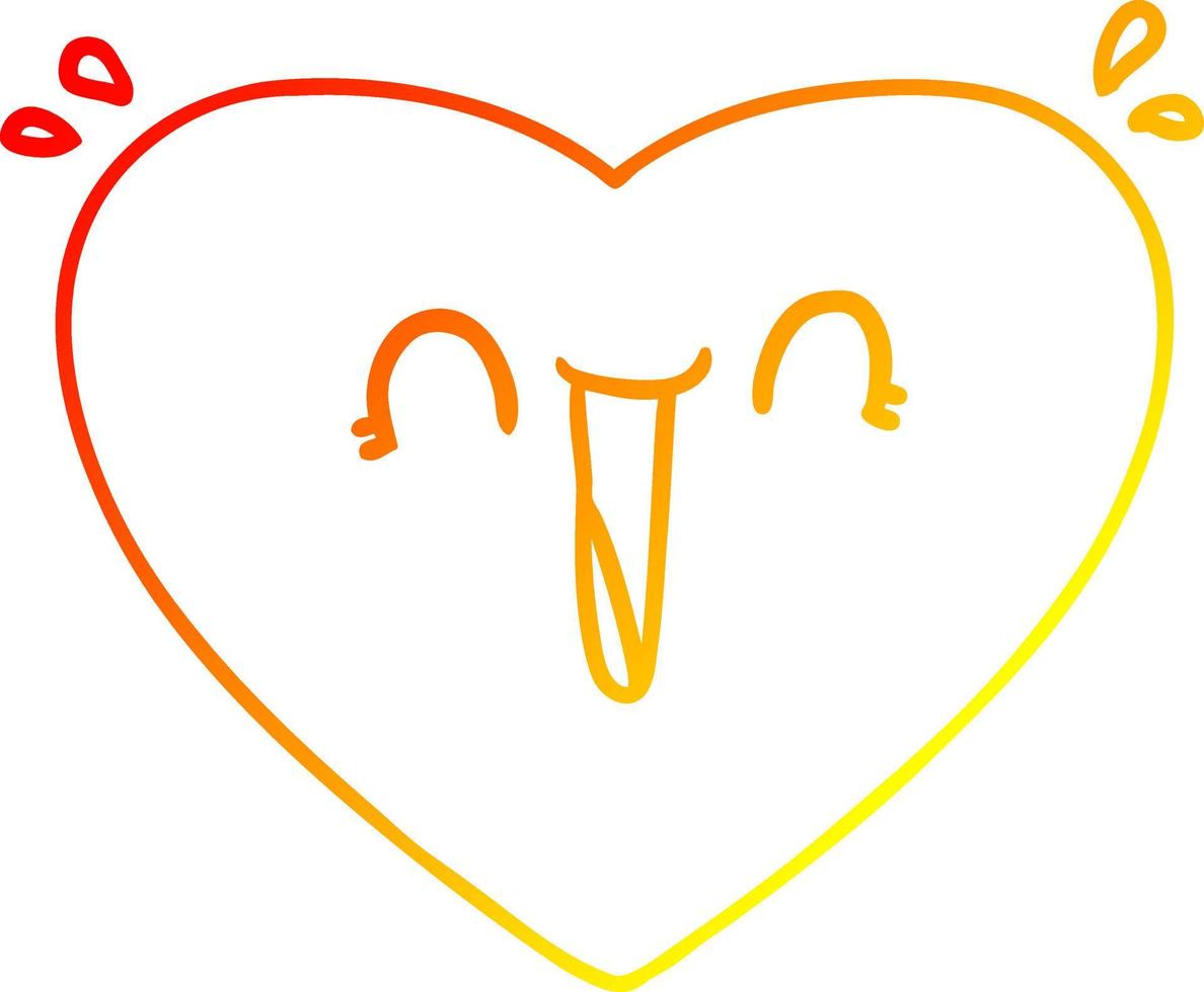 warm gradient line drawing cartoon happy heart vector